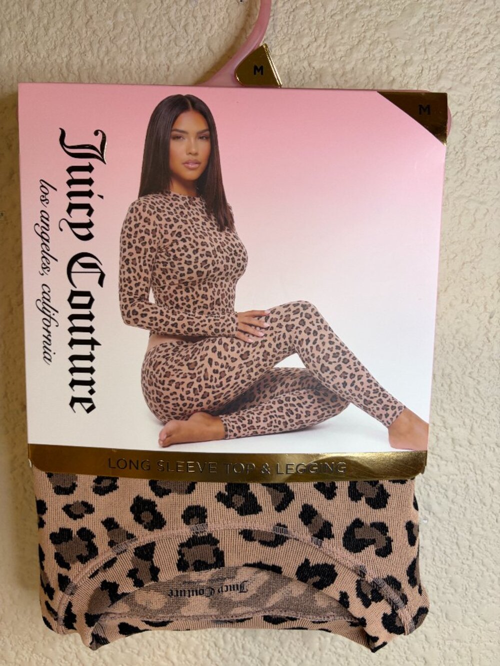 Juicy Couture Leopard Long Sleeve Top Leggings 2 Piece Set Medium NWT